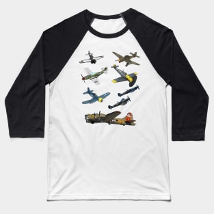 WW2 Planes Warbirds Baseball T-Shirt